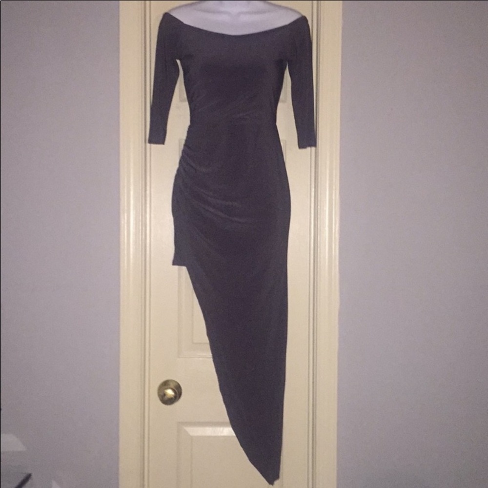 Grey Mocha Brown  high slit dress